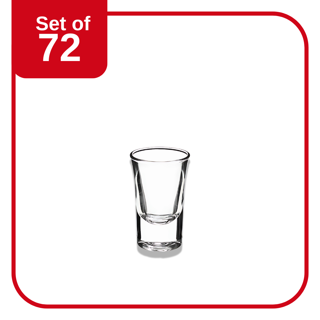 Bormioli Rocco Dublino Shot Glass 34 ml clear set of 72 tempered glass with solid base and flared rim