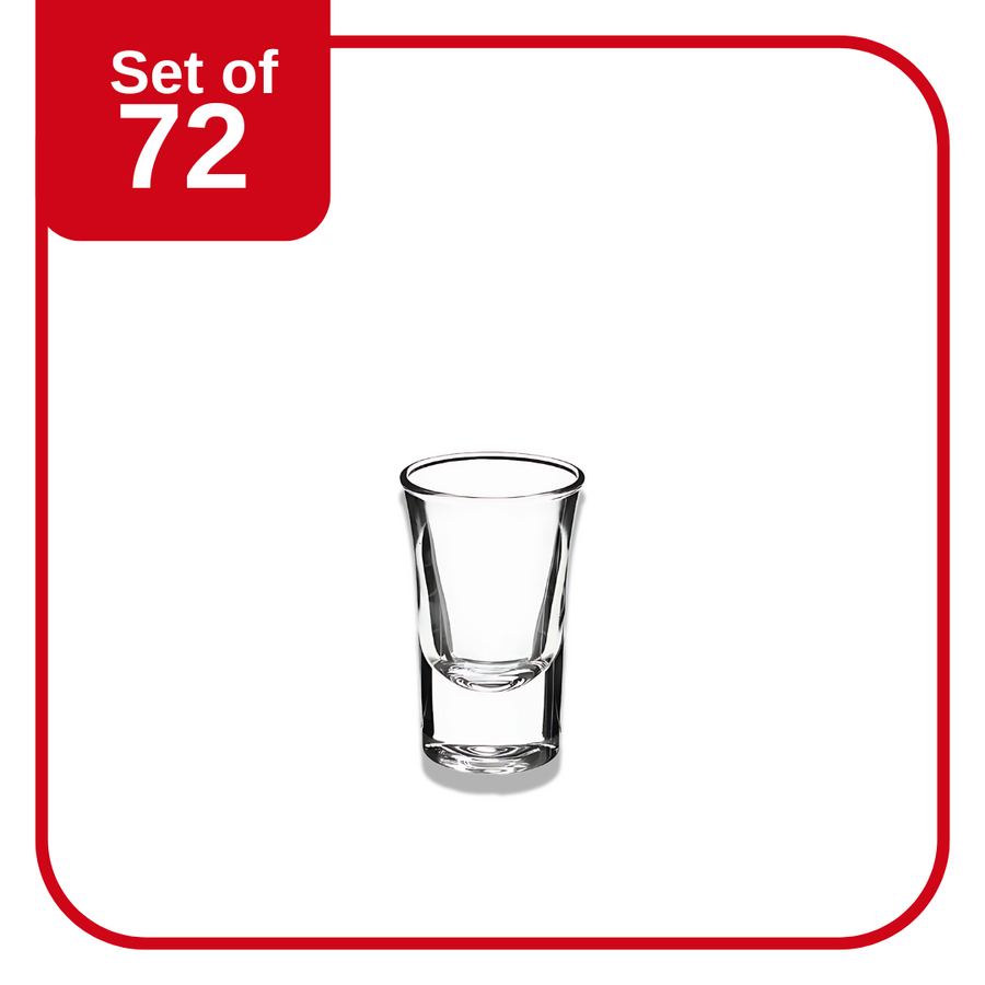 Bormioli Rocco Dublino Shot Glass 34 ml clear set of 72 tempered glass with solid base and flared rim