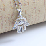 Order Israel Hamsa Pendant Necklace with Crystal Accents-2