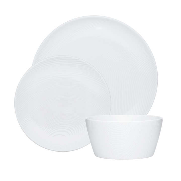 Noritake Dune White on White 12pce Dinner Setting for 4