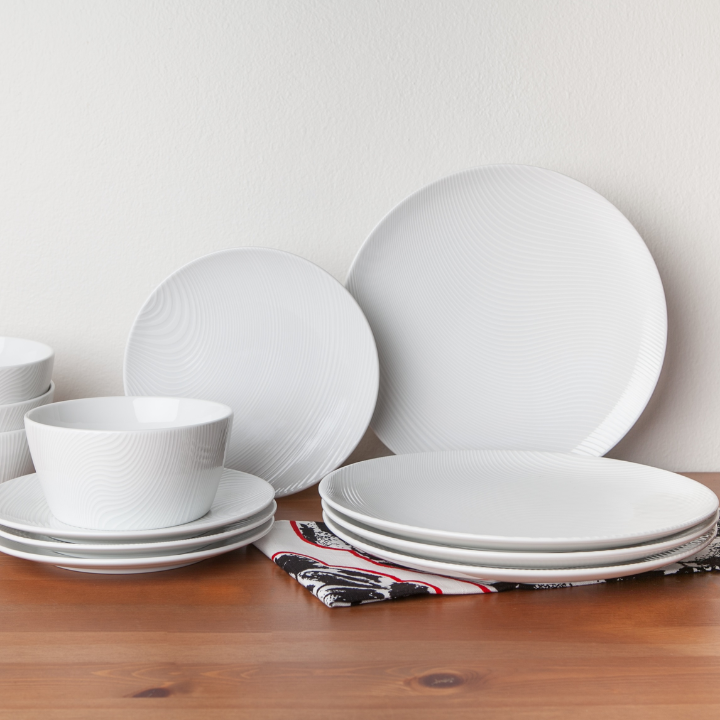 Noritake Dune White on White 12pce Dinner Setting for 4