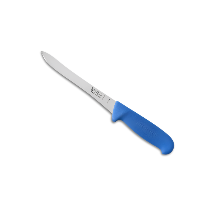 Victory Knives superflex filleting knife 18cm stainless steel blue Progrip handle thin flexible fish knife New Zealand