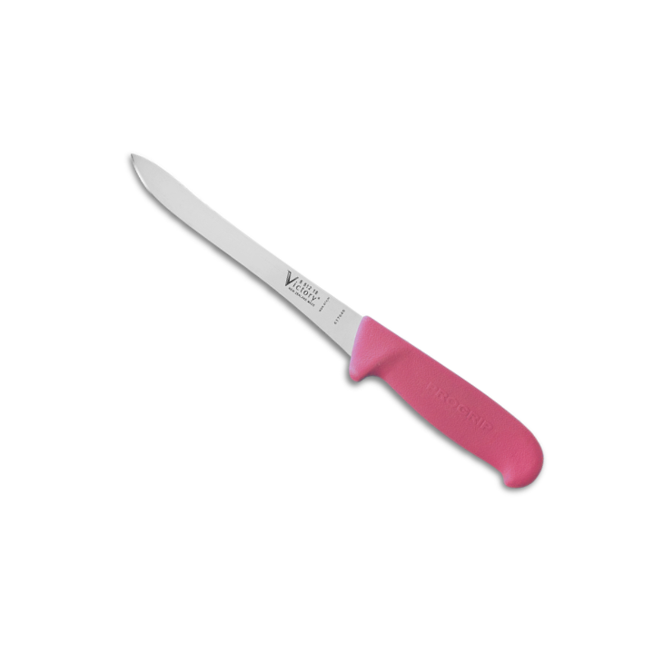 Victory Knives superflex filleting knife 18cm stainless steel pink Progrip handle thin flexible fish knife New Zealand