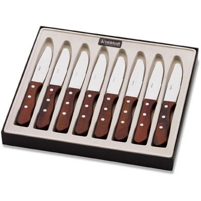 TABLEKRAFT STEAK KNIFE JUMBO RND TIP PAKKAWOOD SET 8pc 225mm