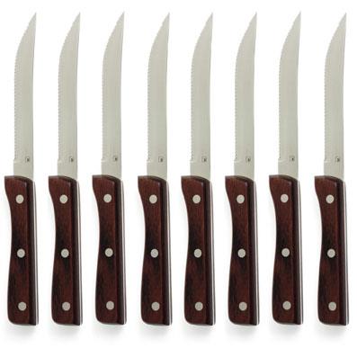 TABLEKRAFT STEAK KNIFE JUMBO PTD TIP PAKKAWOOD SET 8pc 223mm