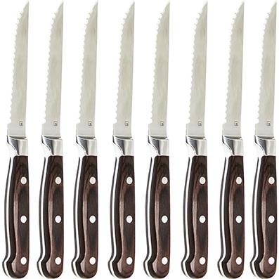 TABLEKRAFT STEAK KNIFE PAKKAWOOD HDL FULL TANG SET 8pc 235mm