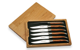 Laguiole En Aubrac Set of 6 Steak Knives - Woods of France Juniper Wood