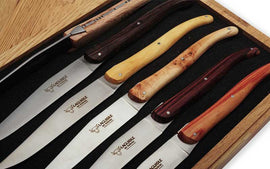 Laguiole En Aubrac Set of 6 Steak Knives Everyday Use - Mixed Wood
