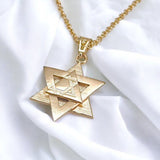 Order Israel 18K Gold Dipped Star of David 3 Layer Necklace-2