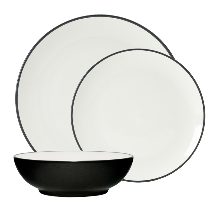 Noritake Colorwave Graphite 12pce Dinner Setting for 4 (4 x 21cm Entree Plate, 27cm Dinner Plate & 17cm Bowl)
