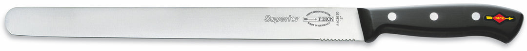 F.DICK SUPERIOR SLICER W/ROUND TIP, PARTLY SERRATED EDGE, 30CM