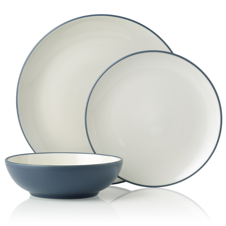 Noritake Colorwave Blue 12pce Dinner Setting for 4 (4 x 21cm Entree Plate, 27cm Dinner Plate & 17cm Bowl
