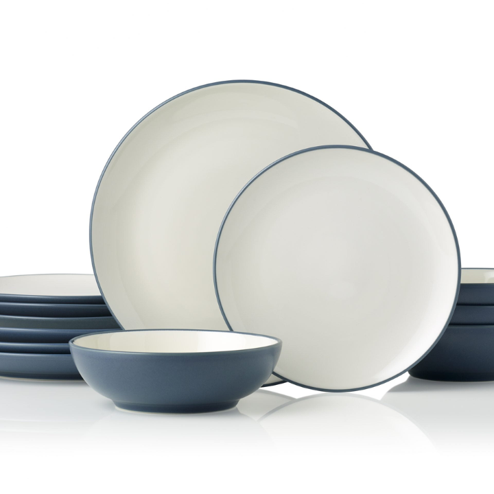 Noritake Colorwave Blue 12pce Dinner Setting for 4 (4 x 21cm Entree Plate, 27cm Dinner Plate & 17cm Bowl
