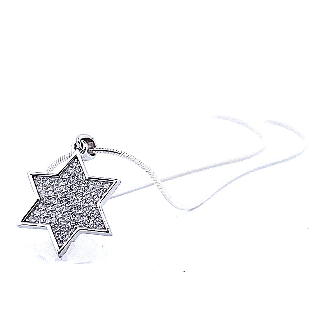 Order Israel 925 Sterling Silver Framed Star of David Necklace with Moissanite-0