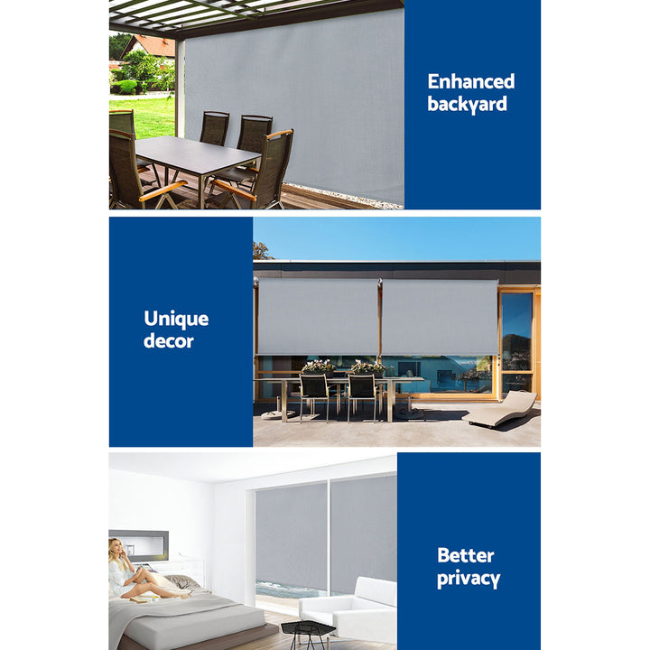 Instahut 3X2.5M Outdoor Blinds Awning Roll Down Screen Fabric Blinds Outdoor Window Shade Grey