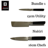 Bruno Barontini -  Special Set 1 : Nakiri Knife, 13cm Utility Knife, 16cm Chefs Knives