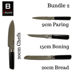 Bruno Barontini -  Special Set 3 : 10cm Paring, 15cm Boning, 20cm Bread and  20cmChefs Knives