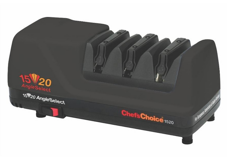 ChefsChoice Model 1520 AngleSelect electric knife sharpener black 3 stage diamond system 15 and 20 degree