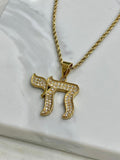 Order of Israel 8K Gold Plated Chai Pendant Necklace-1
