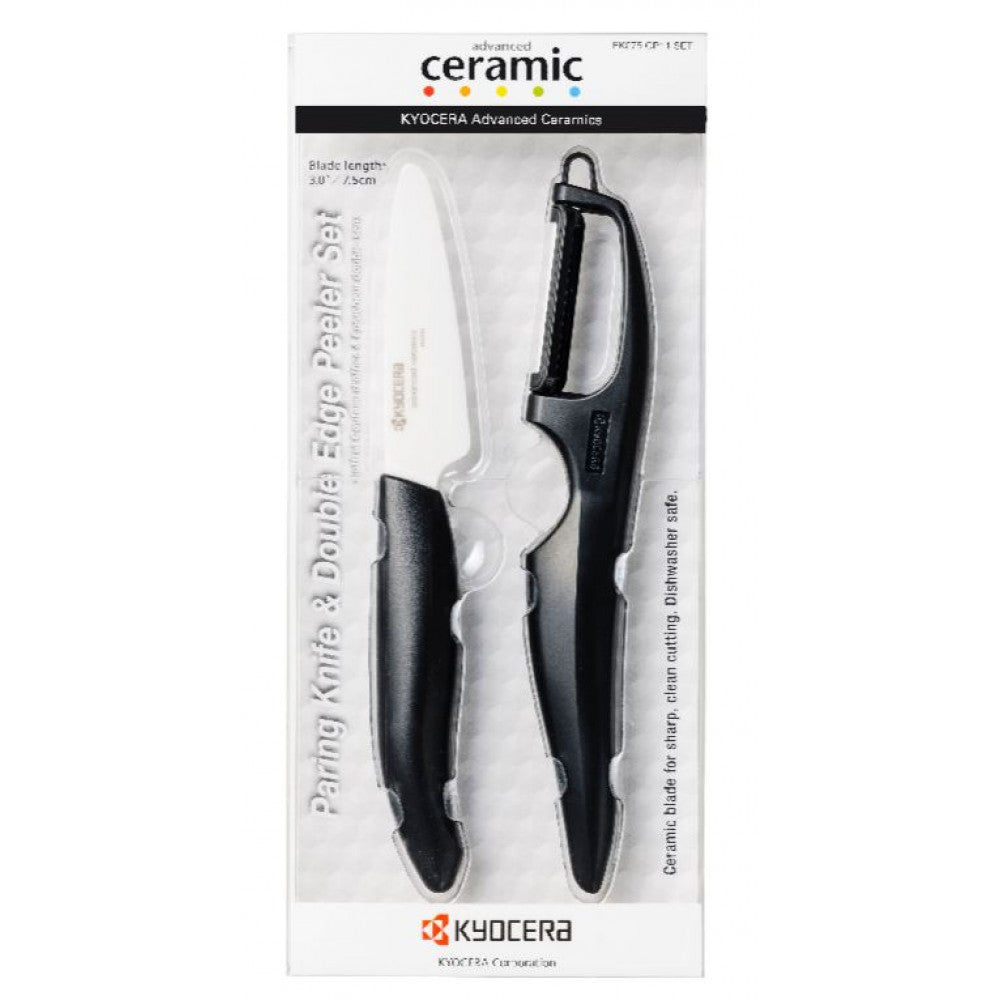 Kyocera Paring Knife + Double Edge Peeler Set - Black