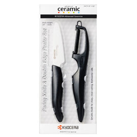 Kyocera Paring Knife + Double Edge Peeler Set - Black