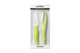 Kyocera Paring Knife + Double Edge Peeler Set - Green