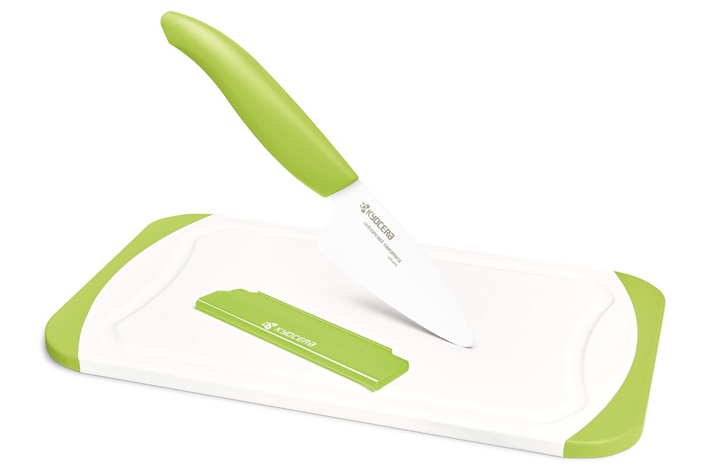 Kyocera 7.6cm Prep Knife & Cutting Board Set with Knife Guard - Green