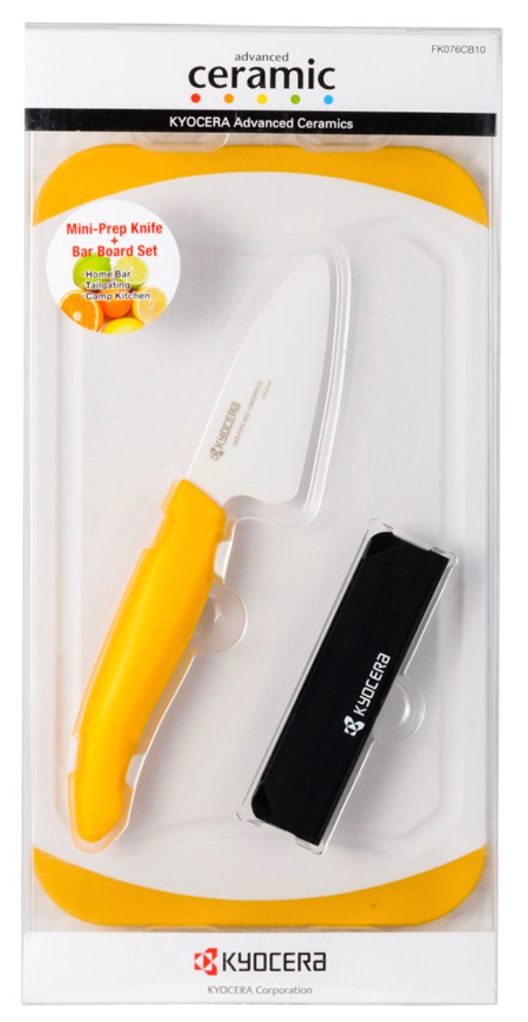 Kyocera 7.6cm Prep Knife & Cutting Board Set with Knife Guard - Yellow