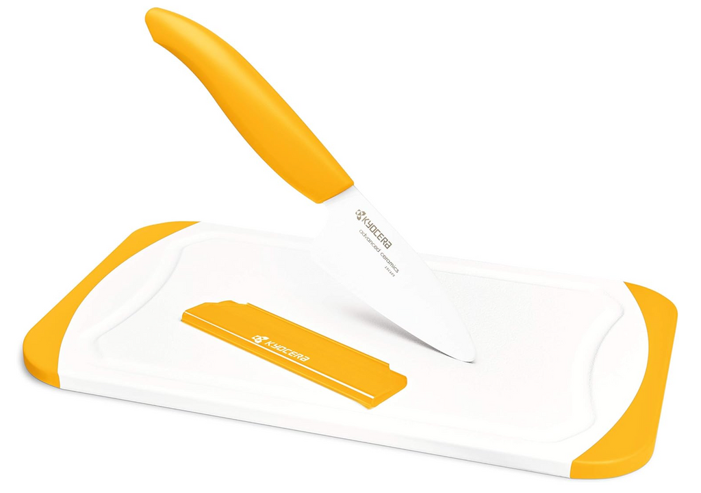 Kyocera 7.6cm Prep Knife & Cutting Board Set with Knife Guard - Yellow