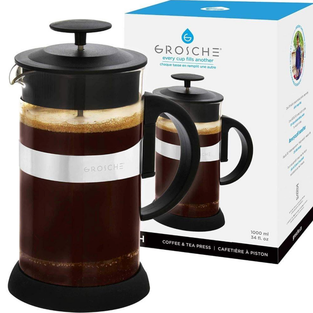 Grosche French Press: Zurich - Black, 1000ml/34 fl. oz/8 cup