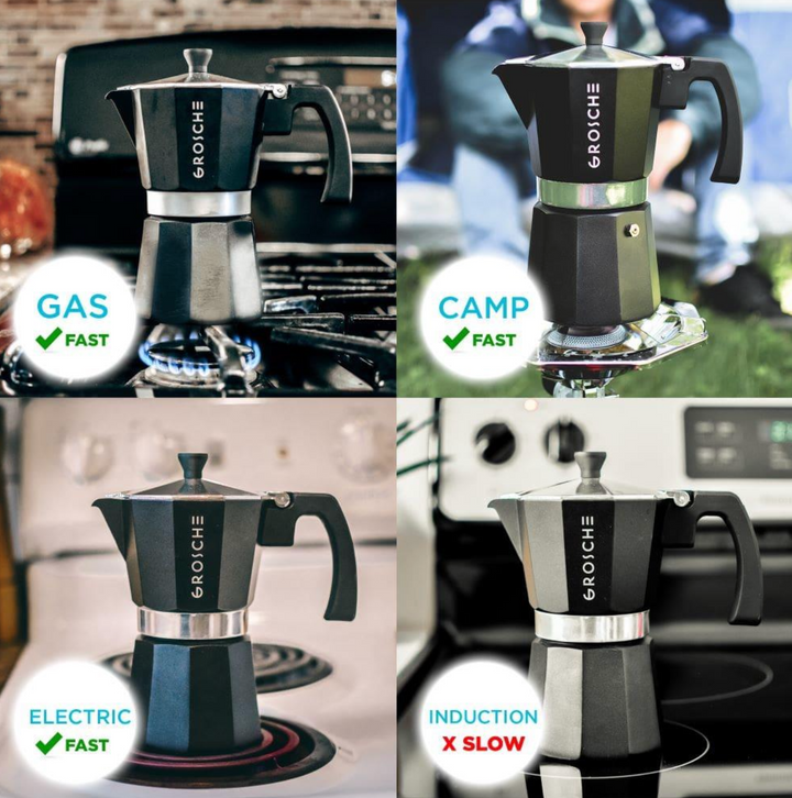 Grosche Stovetop Espresso Coffee Maker: Milano - Charcoal, 9 cup