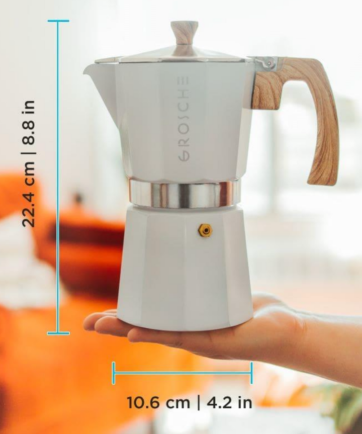 Grosche Stovetop Espresso Coffee Maker: Milano - White, 9 cup