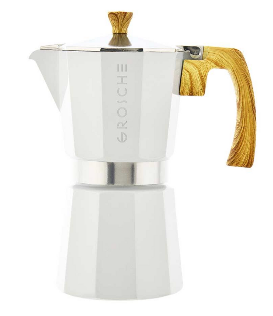 Grosche Stovetop Espresso Coffee Maker: Milano - White, 9 cup