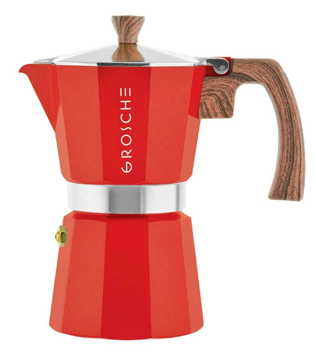 Grosche Stovetop Espresso Coffee Maker: Milano - Red, 9 cup