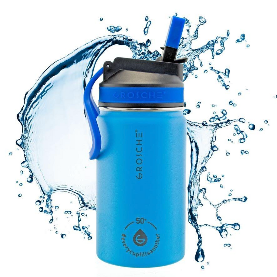 Grosche Lil Chill Kids SS Insulated Sip Flask - Blue, 12 oz