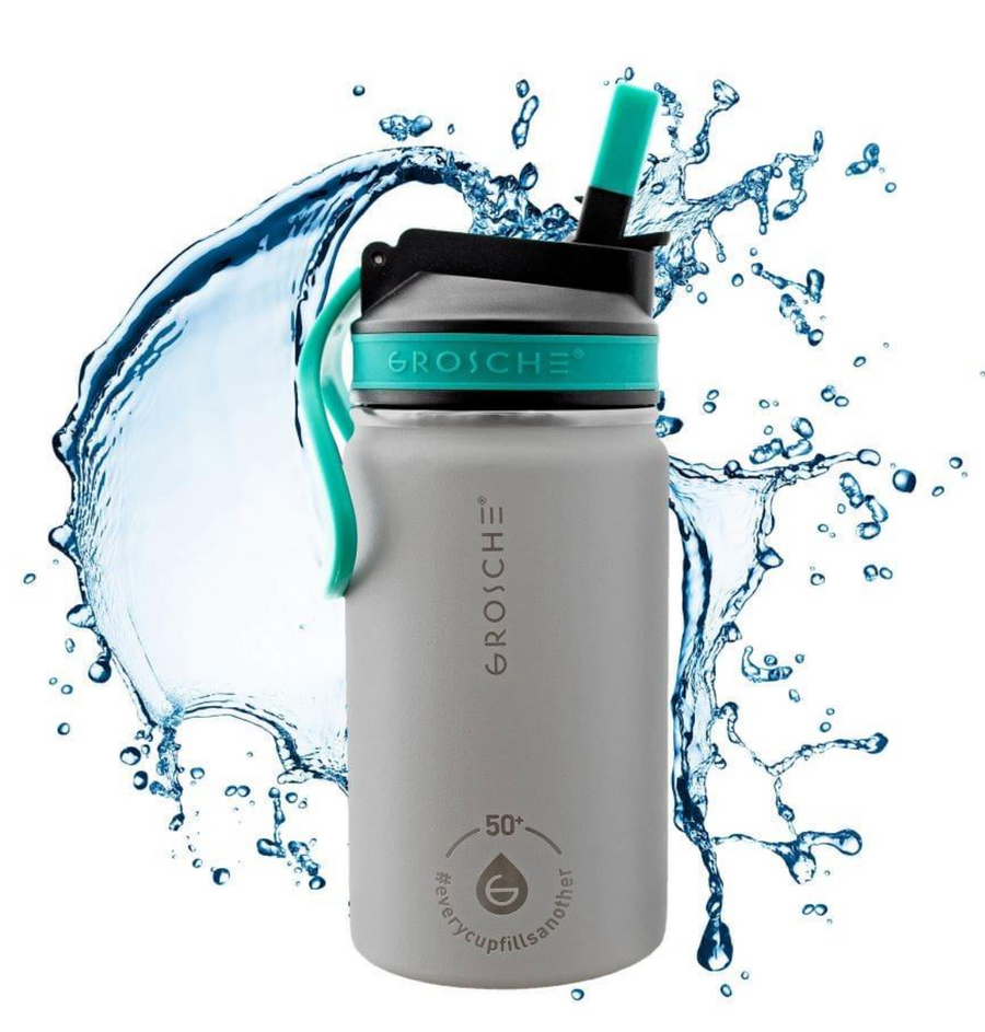 Grosche Lil Chill Kids SS Insulated Sip Flask - Grey, 12 oz