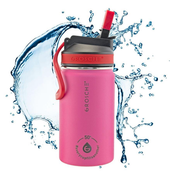 Grosche Lil Chill Kids SS Insulated Sip Flask - Pink, 12 oz