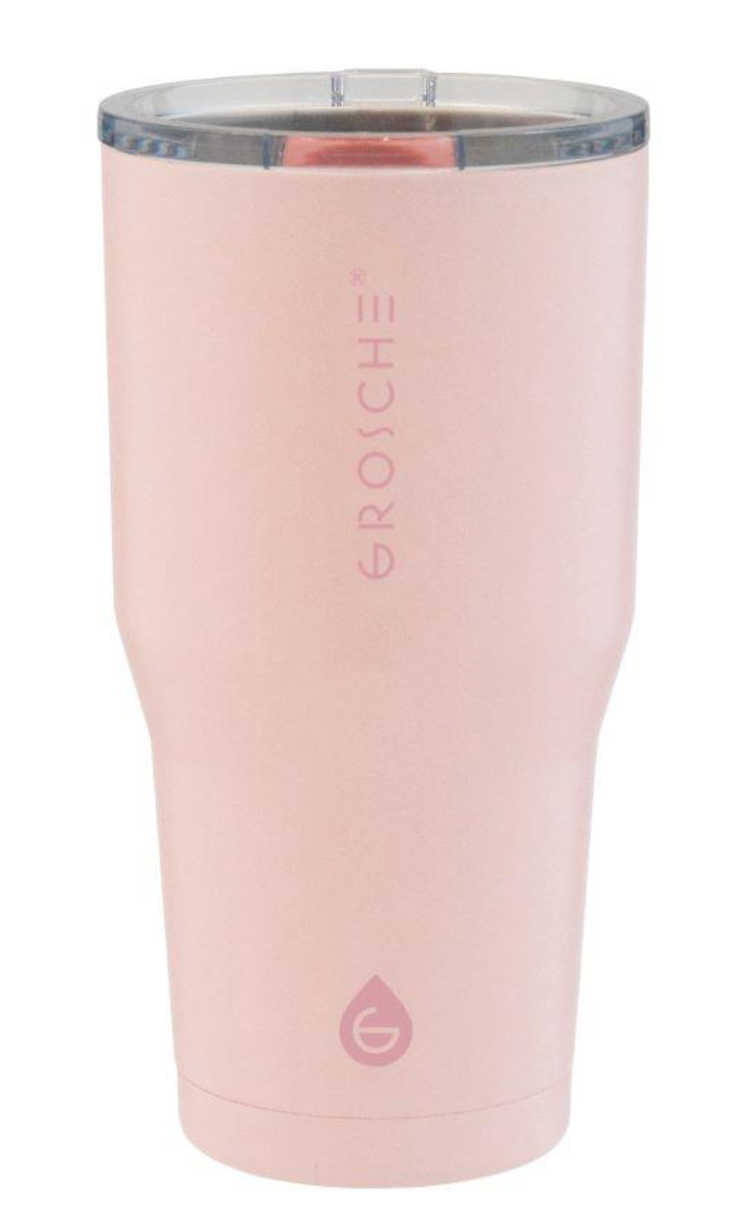 Grosche YUKON 20oz SS Tumbler Rose Pink insulated tumbler, triple-wall stainless steel, cup holder friendly, BPA and PFAS free