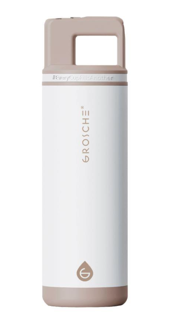 Grosche ALPINE Flip n' Sip 20 oz Stainless Steel vacuum insulated flask - Cream White