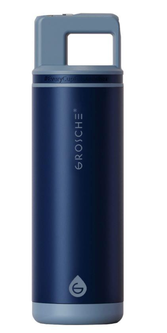 Grosche ALPINE Flip n' Sip 20 oz Stainless Steel vacuum insulated flask - Mountain Blue