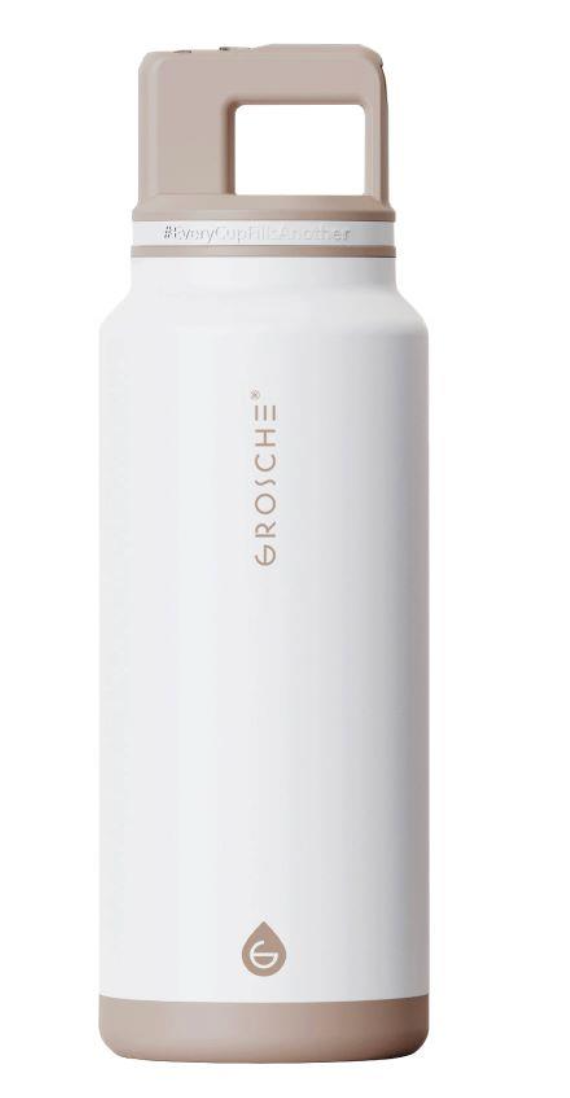 Grosche ALPINE Flip n' Sip 40 oz Stainless Steel vacuum insulated flask - Cream White