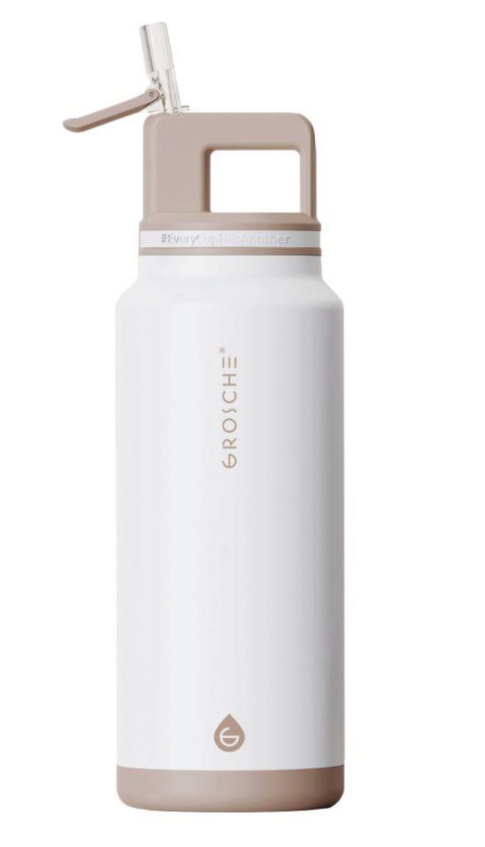 Grosche ALPINE Flip n' Sip 40 oz Stainless Steel vacuum insulated flask - Cream White