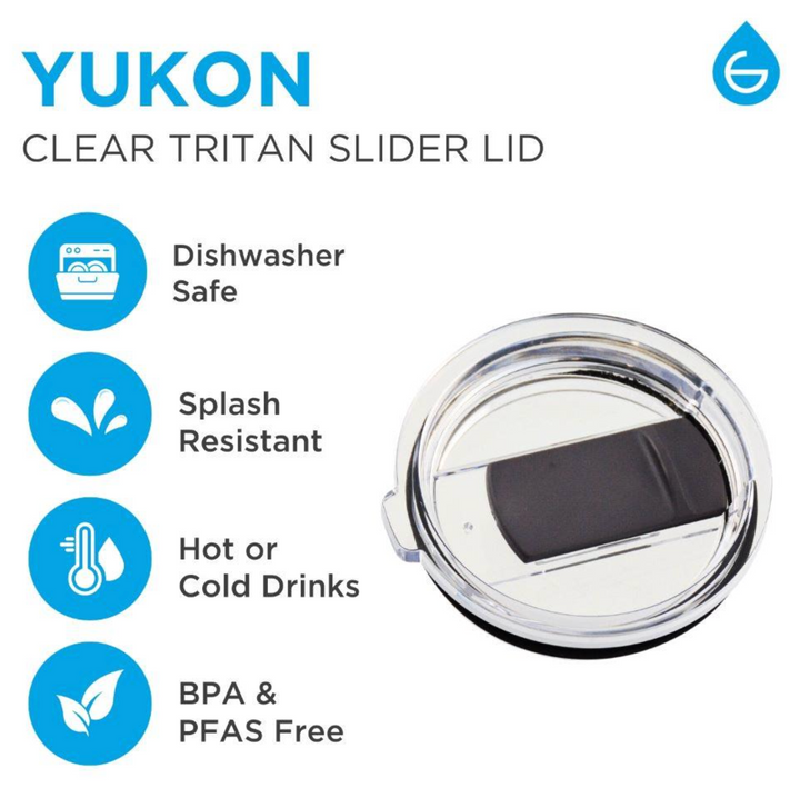Grosche YUKON 30oz Stainless Steel Tumbler Graphite Black splash resistant clear tritan slider lid