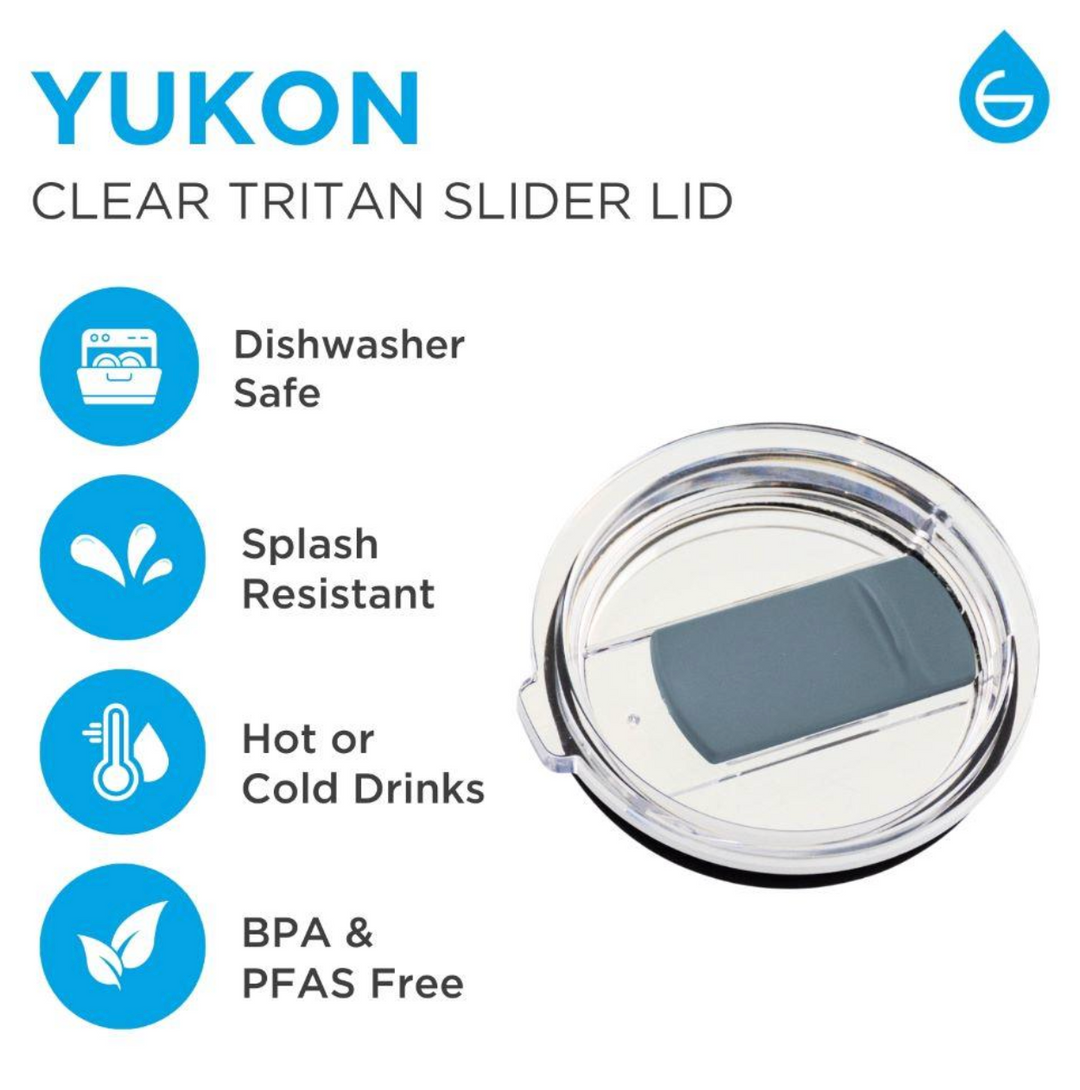 Grosche YUKON 30oz Stainless Steel Tumbler Mountain Blue splash resistant clear tritan slider lid
