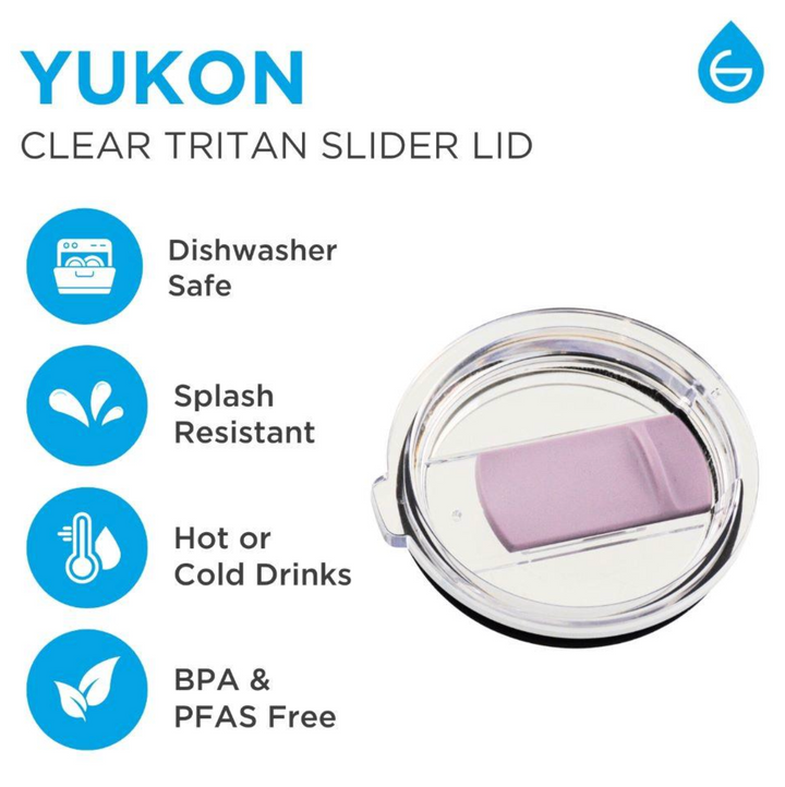 Grosche YUKON 30oz Stainless Steel Tumbler Lavender splash resistant clear tritan slider lid