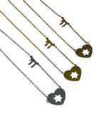 Heart and Star of David Necklace with Chai Symbol-1
