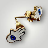 Order Israel 18K Gold Plated Hamsa Evil Eye Stud Earrings-1