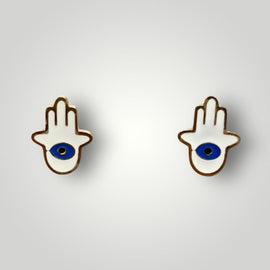 Order Israel 18K Gold Plated Hamsa Evil Eye Stud Earrings-0