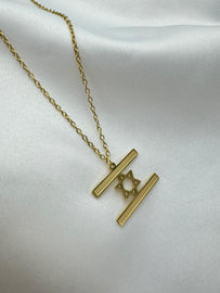 Order Israel 18K Gold Plated Stainless Steel Israel Flag Necklace-0