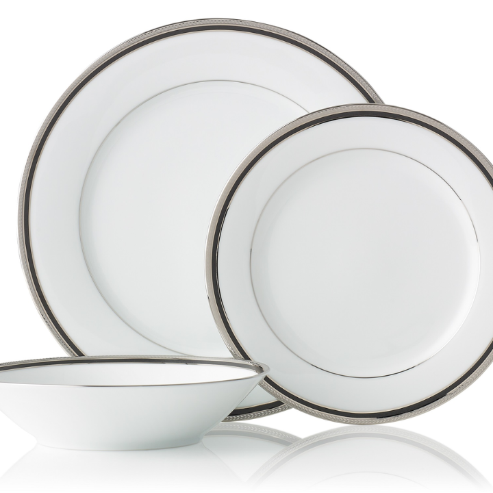 Noritake Toorak Noir 12pce Dinner Setting for 4 (4 x 21cm entree plate, 27cm dinner plate and 19cm coupe bowl)